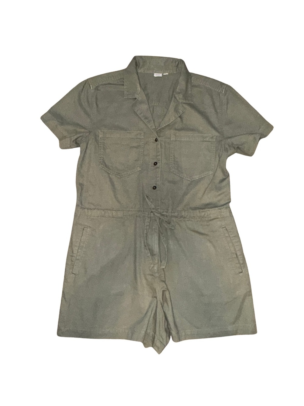 GAP Utility Romper Women’s Medium Green Cotton Button Casual 4 in inseam